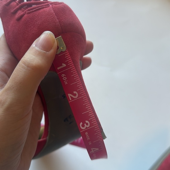 Liz Claiborne Red Leather Harriet Pointy Toe Strappy Heels - Picture 9 of 9